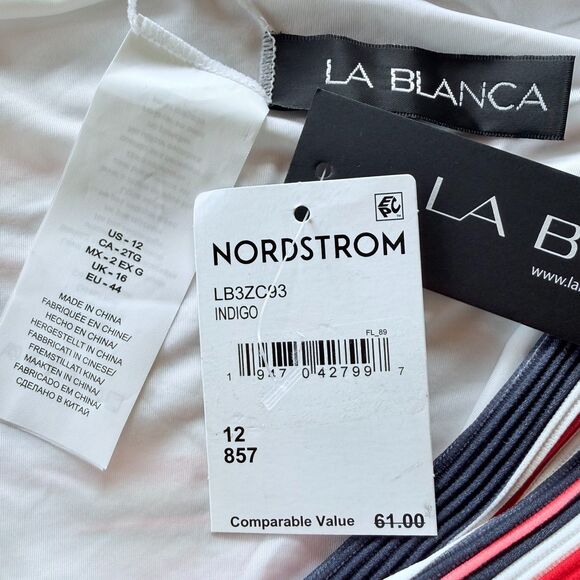 NWT La Blanca Sailor Stripe Hipster Bikini Bottoms in Navy, Red, White & Pink 12 - Picture 7 of 11